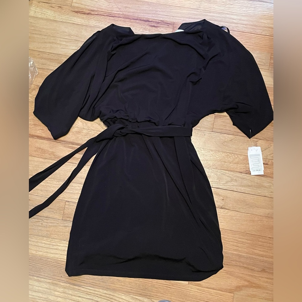 NEW Jessica Simpson black dress - ties at waist - heavy material size M NWT